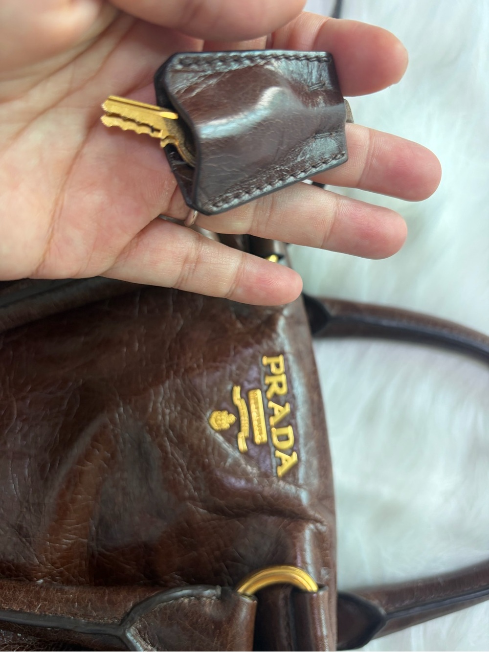 PRADA Brown Leather Satchel Bag - Picture 13 of 15